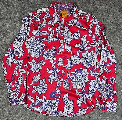 Vintage Ruby Rd. Women's Boho Blouse Shirt Top Size 16 Red Floral Cotton • $17.97