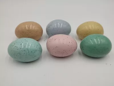 Set Of 6 Vintage Ceramic Hand Painted Speckled Easter Eggs Spring Decor Colorful • $15