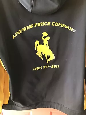 Wyoming Fence Large Brown Yellow Pullover Hoodie Long Sleeve • $21.08