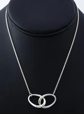 £168.41 • Buy Auth Tiffany & Co.Silver Peretti Large Interlocking Oval Necklace W/Box #20683