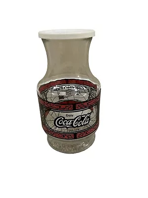 Vintage Godfather’s Pizza Coca-Cola 70s 80s Coke Carafe Glass Pitcher 9” Lid • $15.99