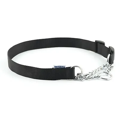 Ancol Dog Half Check Choke Collar Quality Nylon Chain Training 5 Sizes 2 Colours • £4.99