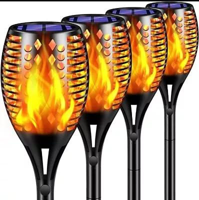 99 LED Solar Torch Lights 43   With Dancing Flickering Flame Waterproof 4 Pack • $60
