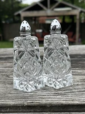 Vintage Elegant Victorian Glass Cut Crystal Salt & Pepper Shakers • $9