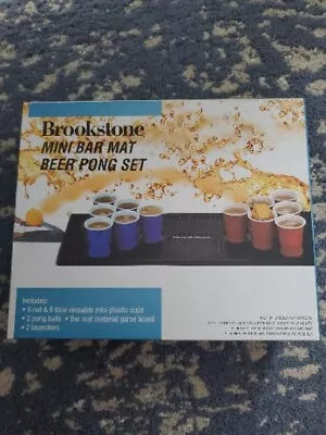 Brookstone Beer Pong Set With Mini Bar Mat And 2 Launchers NEW • $7.25