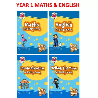 KS1 Year 1 Maths English Home Learning Activity Book 4 Books Bundle Ages 5-7 Cgp • £16.99