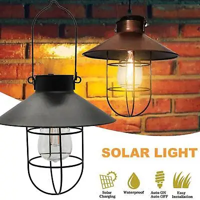 Solar LED Lantern Hanging Light Outdoor Yard Patio Garden Decor Lamp Waterproof • $13.98