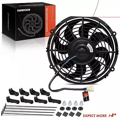 Dual 10 Inch Universal Electric Radiator Cooling Fan & Thermostat Mount Kit 12V • $41.99