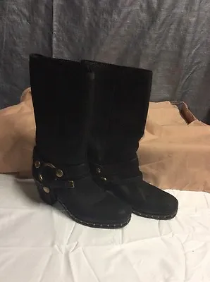 MIU MIU Women's Capra Antic 2 Nero  Leather Ring Moto Boots Size 36 Retail $895. • $250