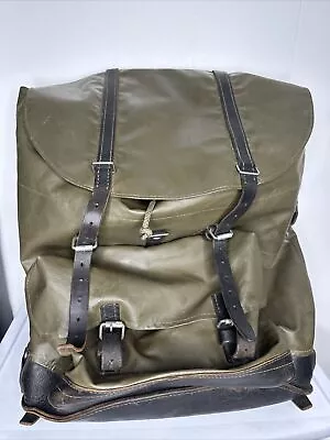 Vintage Swiss Army Rubberized Waterproof & Leather Military Rucksack Backpack • $79.99