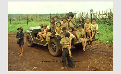 Vietnam War Refugee Children In Jeep PHOTO US Army Special Forces 67 • $4.28