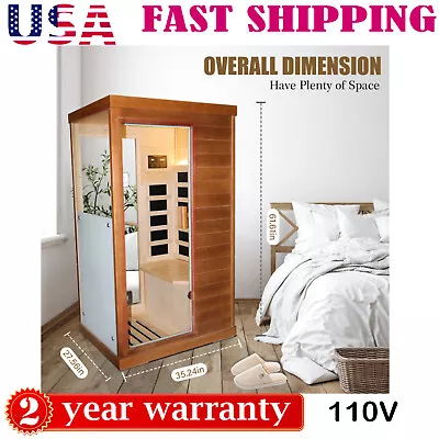 27.55 In 1 Person Hemlock Infrared Sauna Room Bluetooth Audio Down Lights 800W • $1799.99