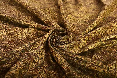 Antique Green Vintage Sari Indian Silk Paisley Printed Fabric Craft Used Saree • $37.39