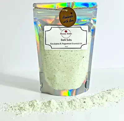 Eucalyptus & Peppermint Bath Salts Epsom Salt Bath Soak Body Soak Gift For Her • $7.71