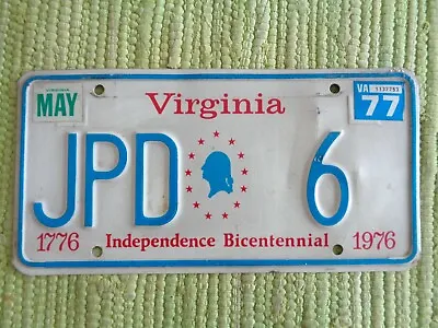 1776 - 1976 Independence Bicentennial Virginia License Plate VA Tag JPD 6 • $29.95
