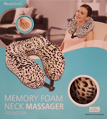 Health Touch Memory Foam Neck Massager Vibration Cheetah Print NEW • $14.99