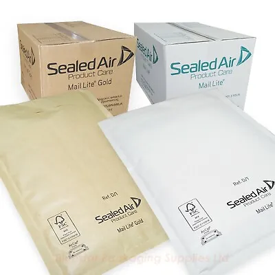 Mail Lite Padded Envelopes Bags White And Gold All Sizes And Quantities • £11.80
