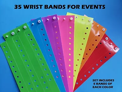 Qty 35 Assorted Plastic/ Vinyl Wristbands Wrist Bands For Events Parties 3/4   • $12.49