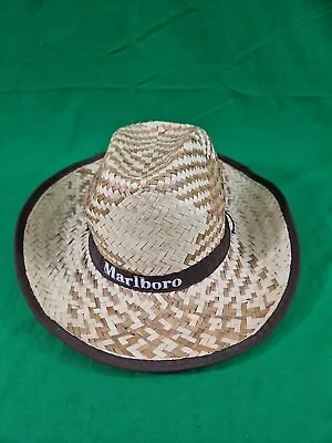 Marlboro Cigarette Vintage Advertising Woven Straw Hat With Neck Tie String • $13