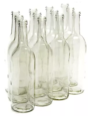 750ml Glass Bordeaux Wine Bottle Flat-Bottomed Cork Finish - Case Of 12 - • $30