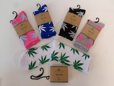$15.95 • Buy 5 PACK Lot Marijuana Weed Pot Leaf Thin Crew Socks Hemp Leaf Free Shipping E1