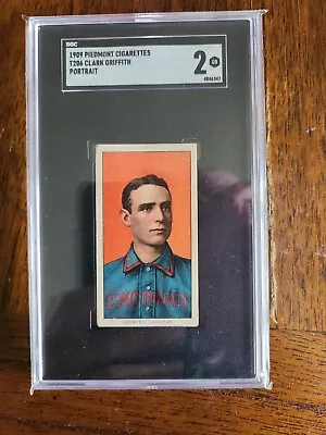 1909 T206 Clark Griffith Portrait SGC 2 CENTERED Piedmont 150 HOF Cincinnati • $300