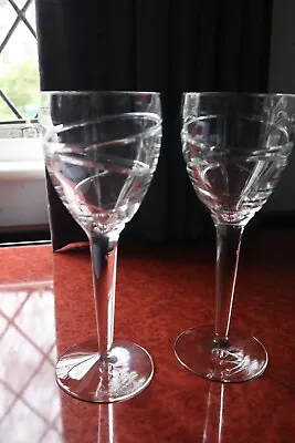 2 Stuart Crystal/Jasper Conran  Aura  Wine Glasses  10  Tall Lovely Condition • £120