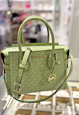 Michael Kors Small Satchel Crossbody Handbag Bag Messenger Purse - Light Sage MK • $137