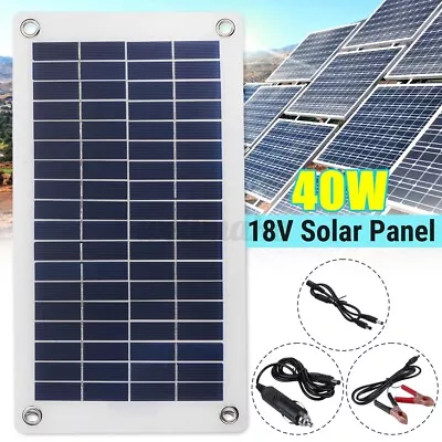 £22.39 • Buy 12V 40W Dual 2USB Flexible Solar Panel Battery Charger Portable Kit Van Boat Car