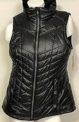 Nwt Michael Kors Down Puffer Faux Fur Lined Vest Black 144019 Large Msrp $125.00 • $85