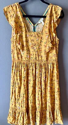 Matilda Jane Fantasy Fancy Dress Women’s Size Large Floral Ruffle Marigold • $19.99