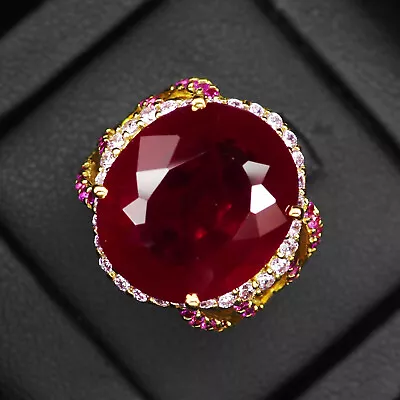 Invaluable Pigeon Blood Ruby 26Ct 925 Sterling Silver Handmade Rings Size 6.75 • $44.99