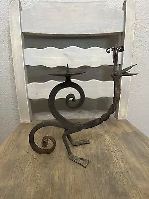 Wrought Iron Rustic Candlestick Candle Holder Arts & Crafts Metal • $15
