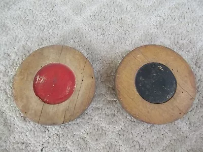 2 Vintage Wooden Shuffleboard Game Pucks - Excellent Condition • $8