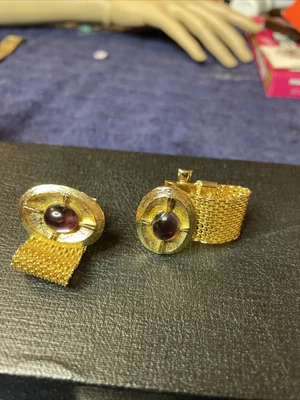 £2.45 • Buy Mens Womens Vintage Mid Modern Century Cufflinks Purple Stone