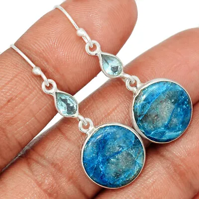 Natural Quantum Quattro - USA & Blue Topaz 925 Silver Earrings Jewelry CE22807 • $11.99