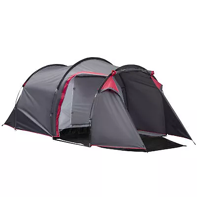3 Man Camping Tent W/ 2 Rooms Porch Vents Rainfly Weather-Resistant Outsunny • £93.99