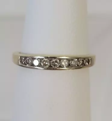 Vtg 10K Yellow Gold Diamond Ring - Channel Set 9-stone Signed KEY Size-5.5 Band • $225