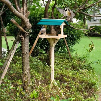 Classic Wood Bird Table For Garden Birds - Free-Standing Feeding Station • £7.99
