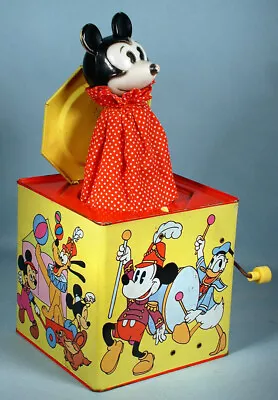 1970s Mickey Mouse Jack In The Box Musical Carnival Toy Walt Disney Productions • $69.95
