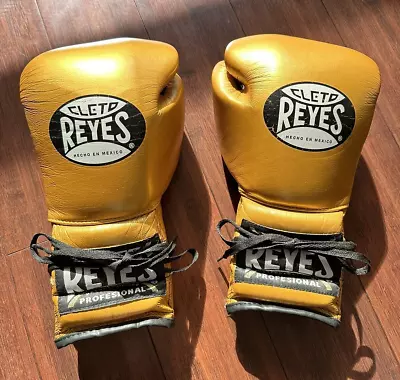 Cleto Reyes Gold 14oz Lace Up Boxing Gloves **USED GOOD** • $100