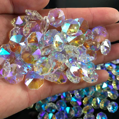 $8.97 • Buy 100PC AB Aurora Octagonal Bead Crystal Chandelier Suncatcher Prism Part Pendant