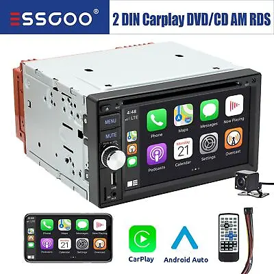 Double 2 DIN Carplay Stereo Android Auto Play CD DVD Radio Bluetooth AM FM +CAM • $105.59