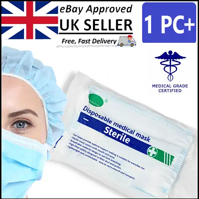 Sterile 3 Ply Sealed Face Masks Medical Surgical Disposable Healthcare • £274.99