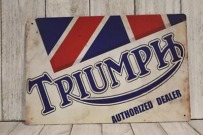 Triumph Motorcycles Tin Metal Sign Sales Parts & Service Vintage Rustic Style XZ • $10.97