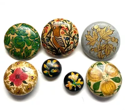 Great Collection Of Vintage Hand Painted & Decoupage Buttons Bird Florals ++ • $8
