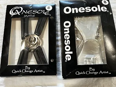 2 Pairs Of ONESOLE  Black Sandal And Silver Toppers SIZE 8. New In Package • $18