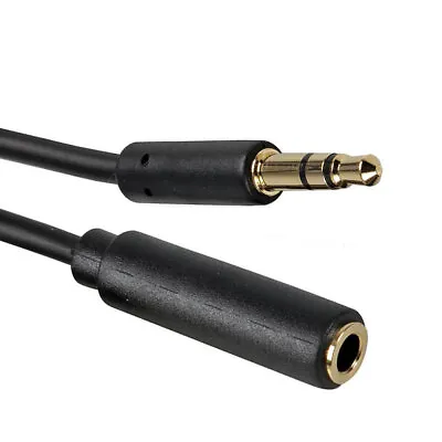 3.5mm Stereo Jack Black Headphone Aux Extension Slim Male To Female Audio Cable • £2.97