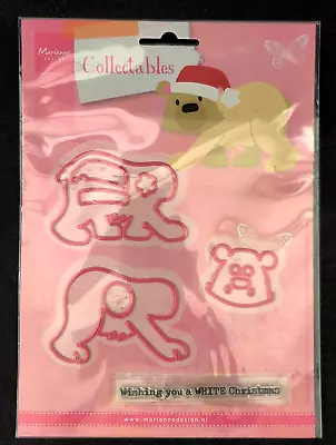 Cutting Die And Stamp Set Marianne Design Bear W / Santa Hat Christmas Phrase • $14.99