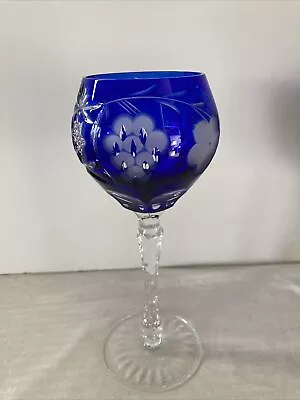 Vintage 8  NACHTMANN Traube Cut To Clear Cobalt Bohemian Crystal Wine Hock • $74.95